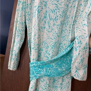 Liz Claiborne Turquoise and Ivory Patterned Dress